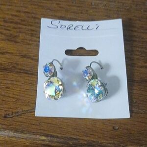 Sorrelli Iridescent Crystal Earrings Vintage Signed